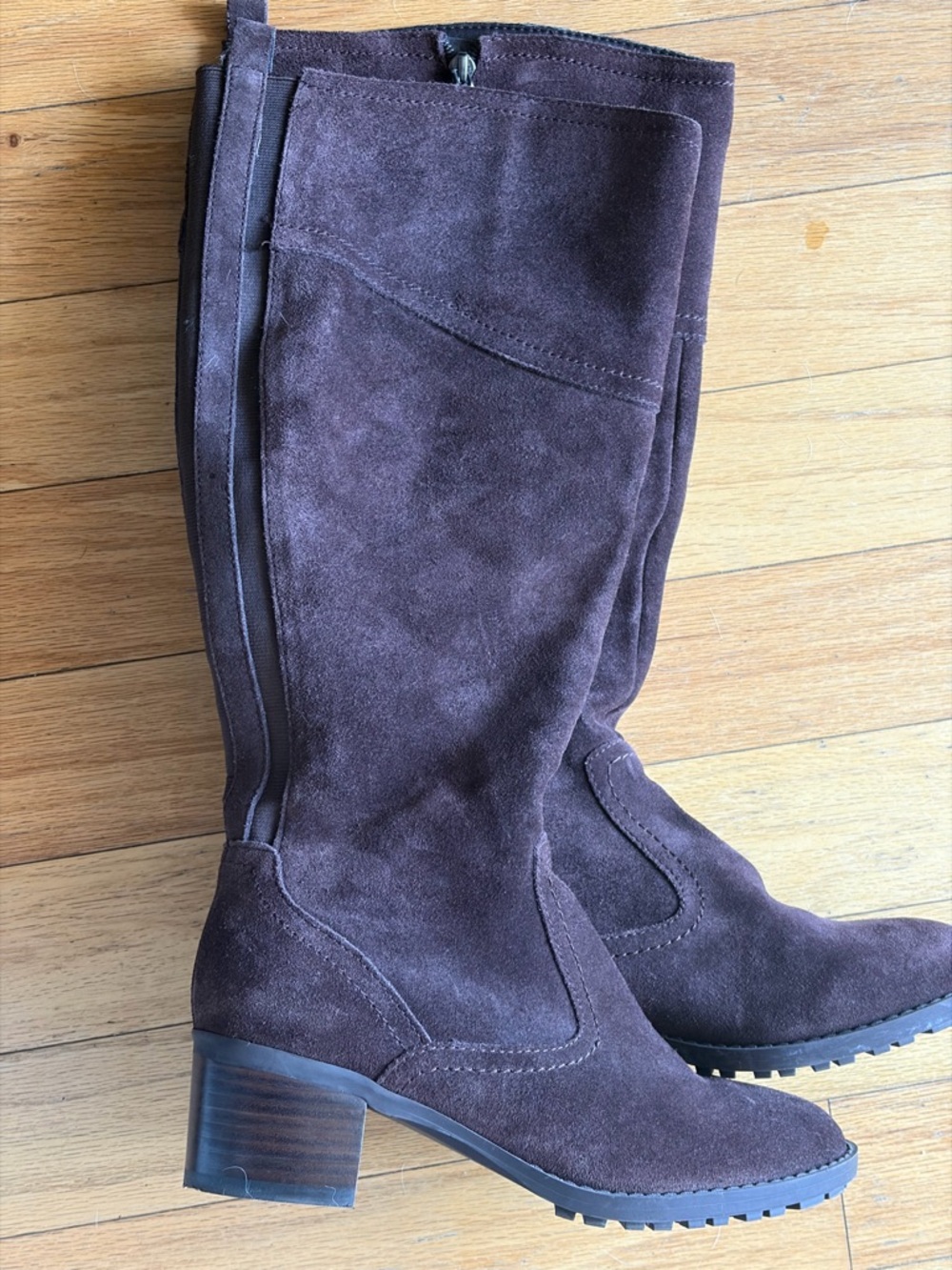 Easy Spirit Women's Tall Suede Block Heel Boots - Dark Brown